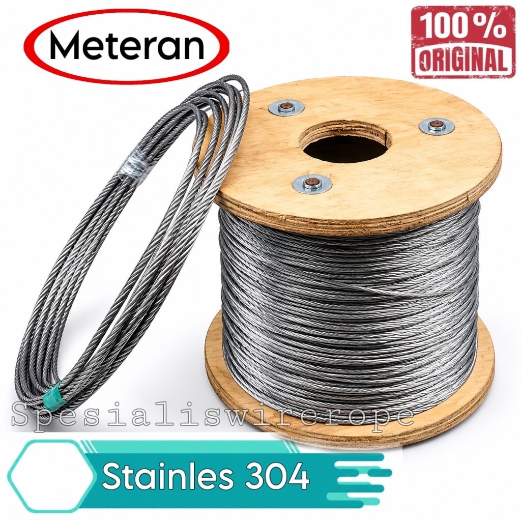 Tali Kawat seling Baja Stainles 0,5mm 0,8mm 1mm 1,2mm 1,5mm 2mm 3mm Tali seling Wire rope Seling baj