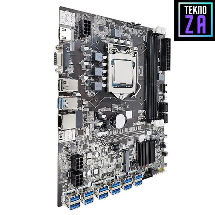 Mining Motherboard 12 VGA B75-USB 12 USB PCIE Slot + 2x 6pin PCIe ATX