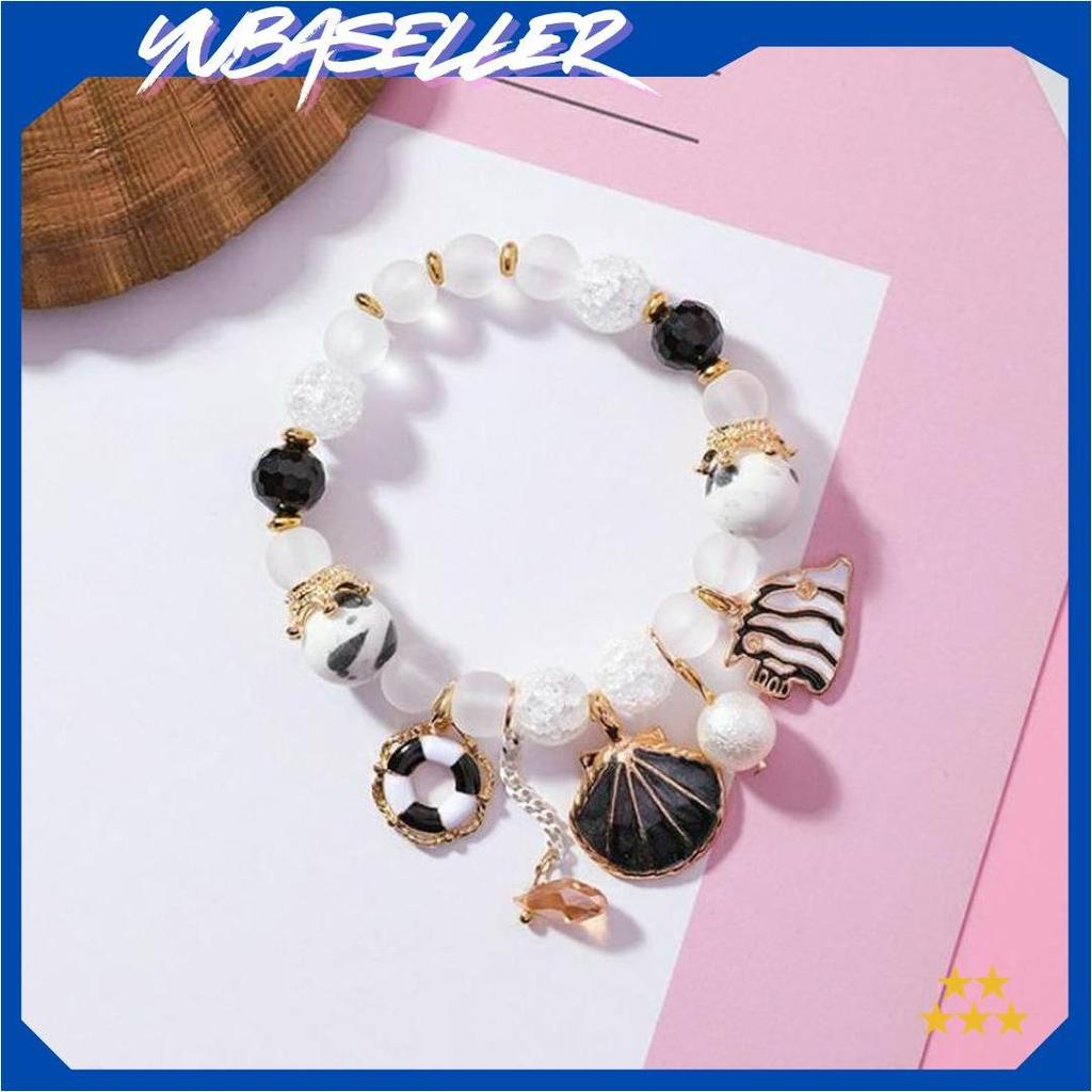 Gelang Kristal Gaya Korea Motif KERANG/Gelang wanita Free Box ASA Teratas