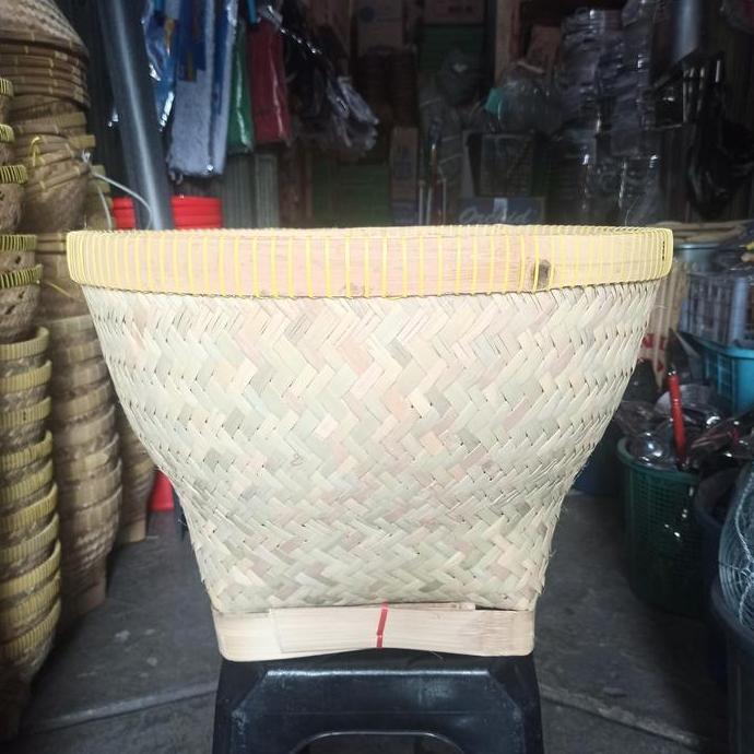 Bakul bambu jumbo kulit 50 cm/ Bakul cuci beras bambu jumbo/ Bakul nasi jumbo kulit 20 liter TKS