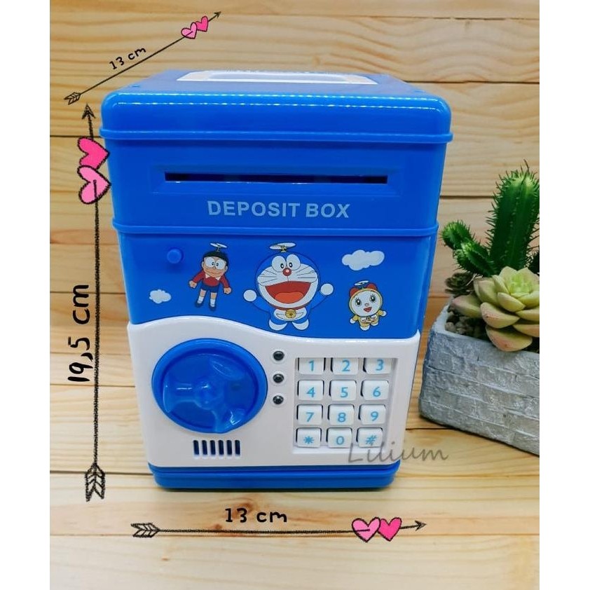 ATM003 celengan atm brankas deposit box koin+ kertas karakter kitty frozen doraemon minion mainan an