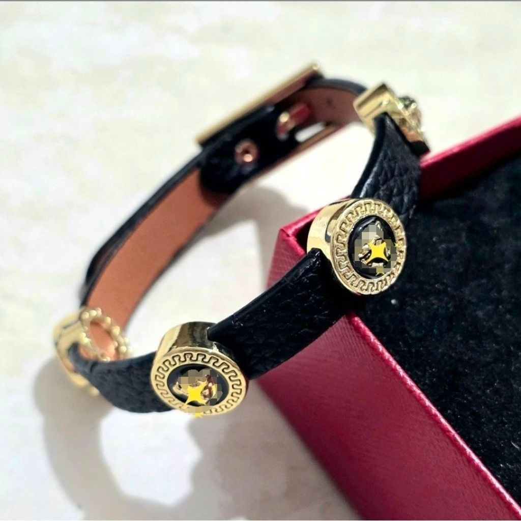Promo Gelang kulit  fashion Gelang Viral Branded tidak karatan 913