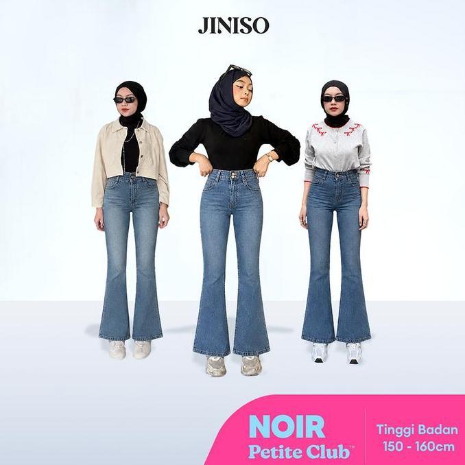 NOIR - JINISO Stretch Cutbray Petite Celana Jeans Highwaist