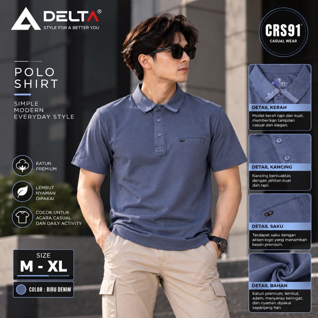 CRS'91 Kaos Polo Shirt Pria Lengan Pendek Kerah Casual Slimfit Premium Original
