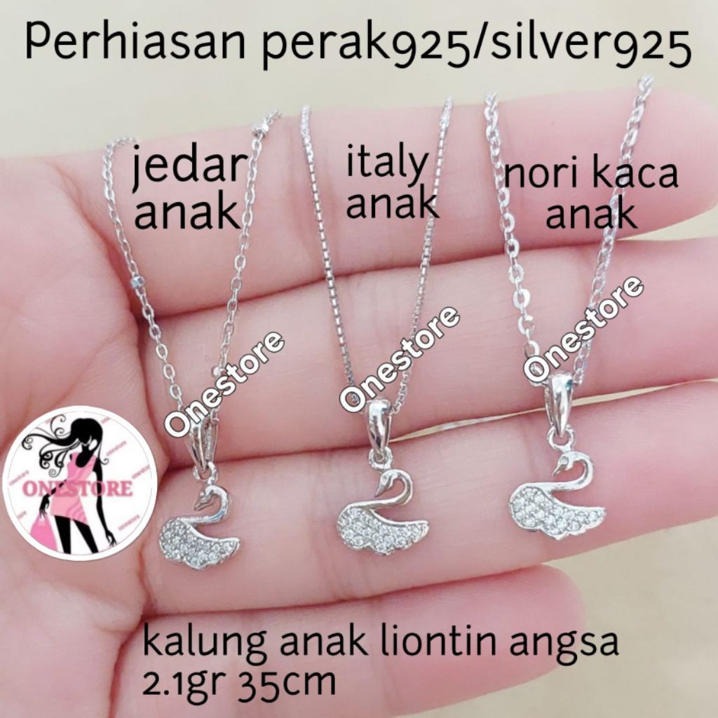 Kalung liontin  perak 925 lapis mas putih angsa kla 07