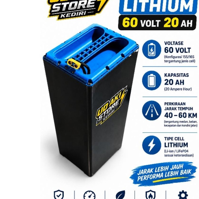 baterai lithium 60v20a lengkap dengan bms