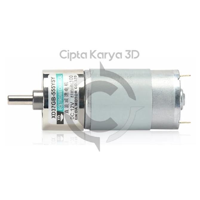 Mission- Dc Motor 12V Gearbox Gear Metal Speed Reduction Motor 37Gb555 555 Diameter 37Mm Poros 6Mm K