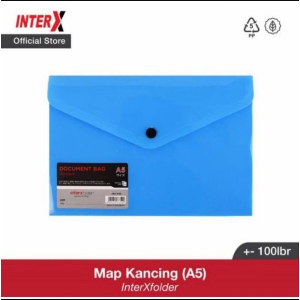Map Plastik Kancing A5 Opaq / Solid Inter X (12 pcs)