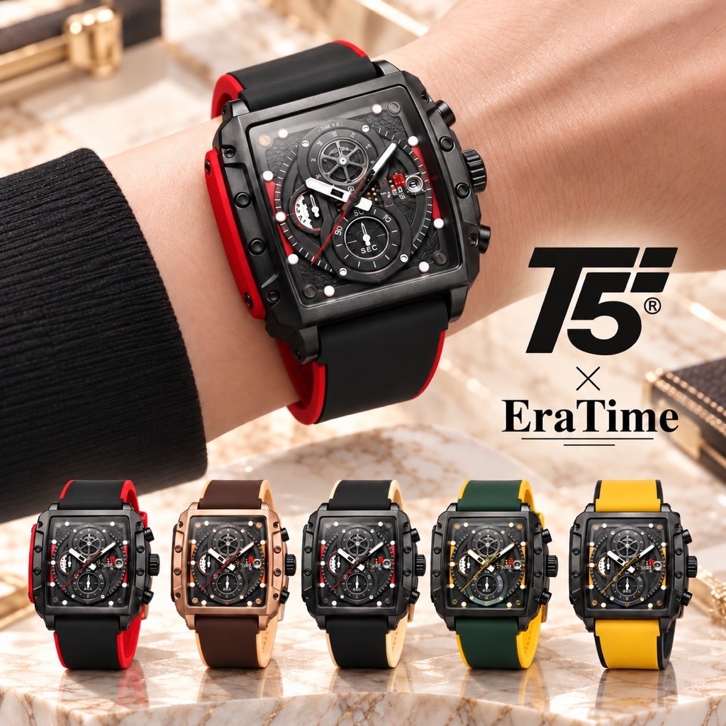 EraTime - Jam Tangan Pria T5 Original 3920G Chrono Aktif Tahan Air 3ATM Include Box Paperbag Fullset