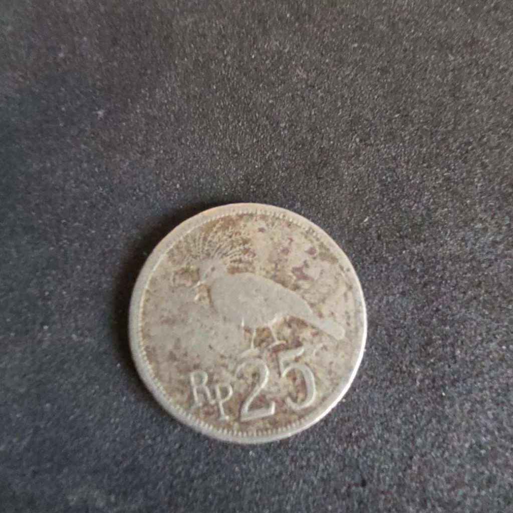 Uang logam 25 dua puluh lima rupiah gambar hurung Cendrawasih tahun 1971