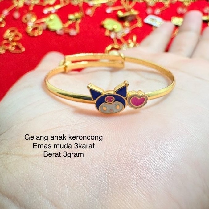 Gelang kroncong anak 3gram , Asli Emas muda 3karat