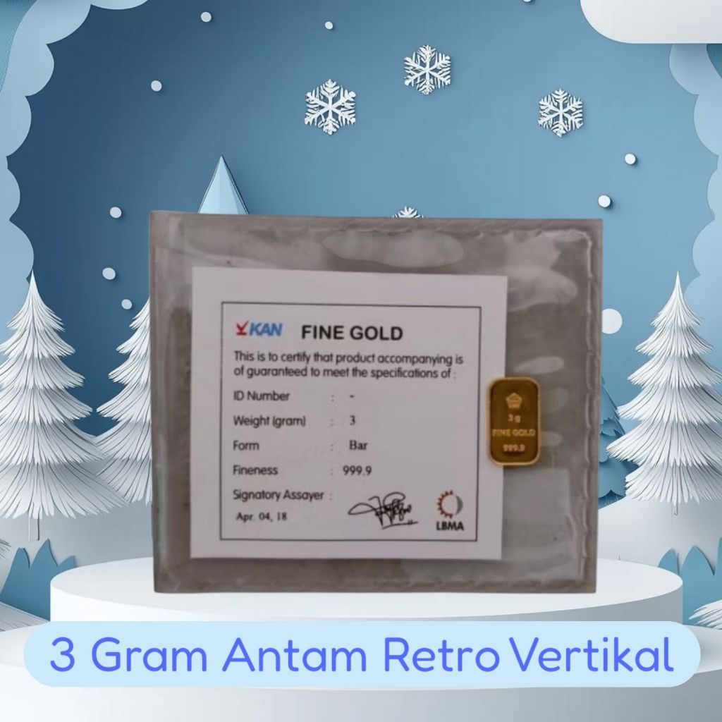 Logam Mulia Emas 3 Gram Antam Retro Vertikal