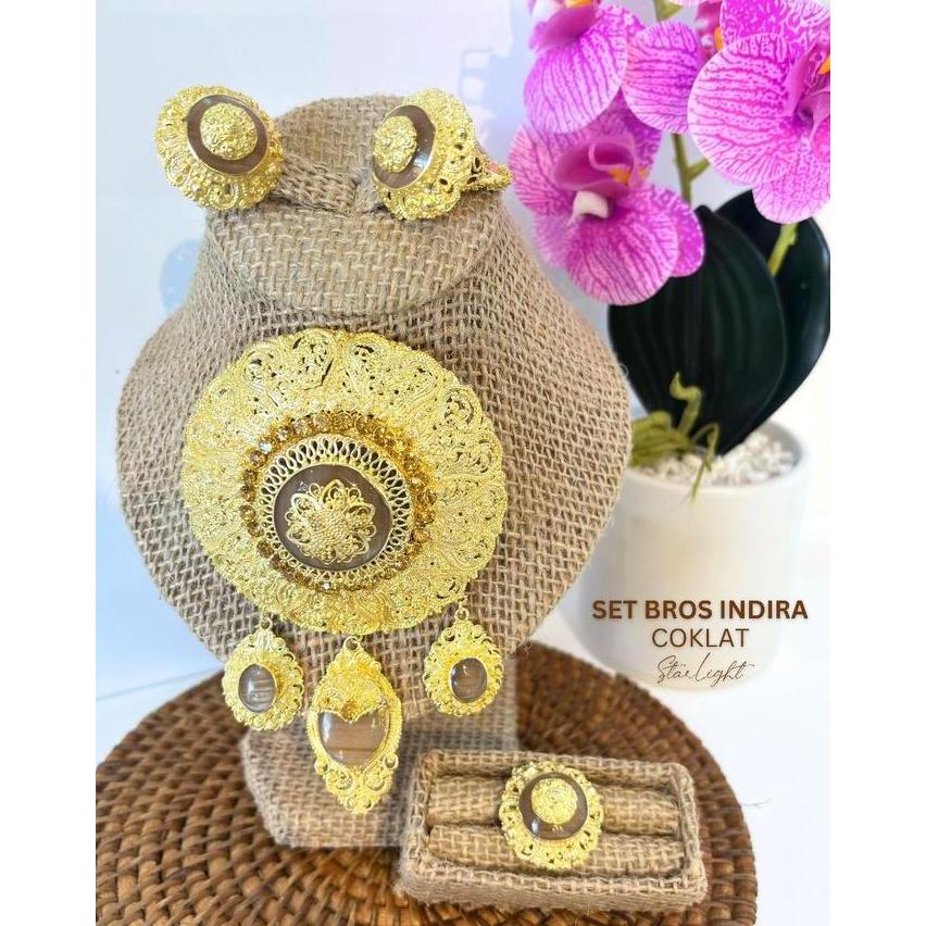 STARLIGHT BALI - SET BROS INDIRA (BROS, anting dan cincin) / aksesoris wanita / alpaka bali / bros w