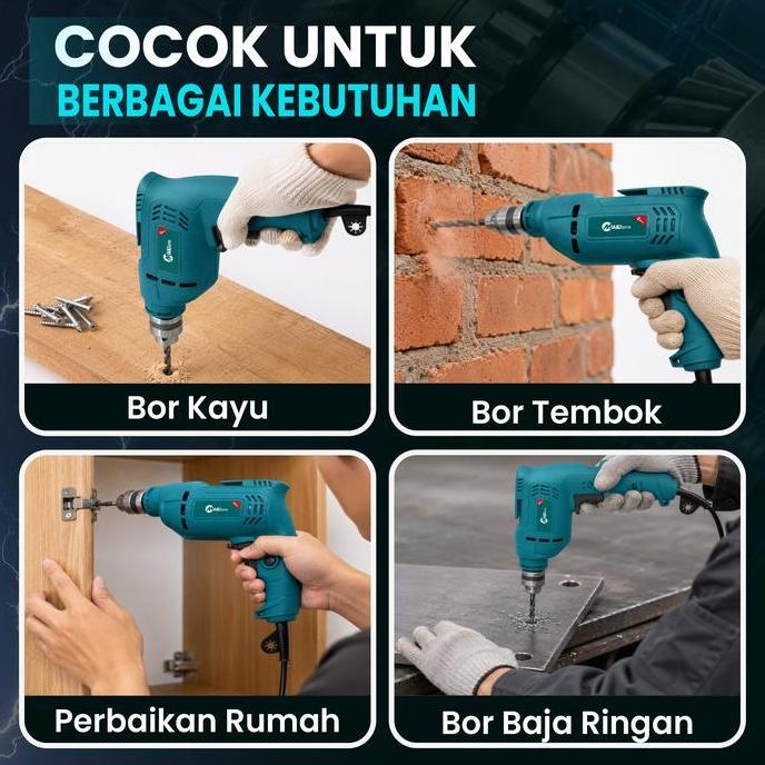 MailTank SH30 Bor Listrik 500W Chuck 10mm Forward Reverse untuk Kayu, Besi Ringan & Tembok Ringan MT