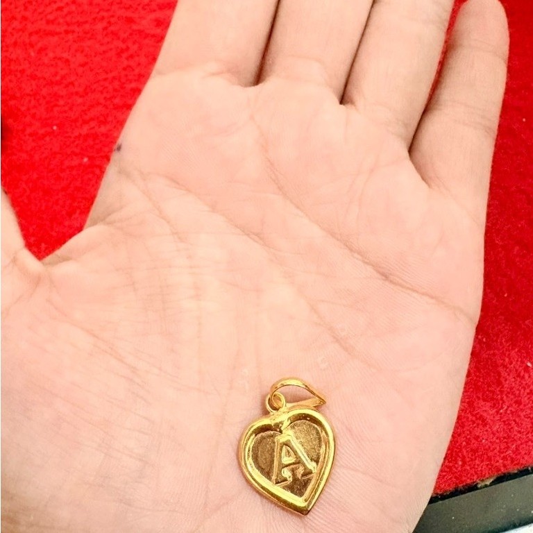 liontin kalung Love inisial A emas mudah 3karat (05gr
