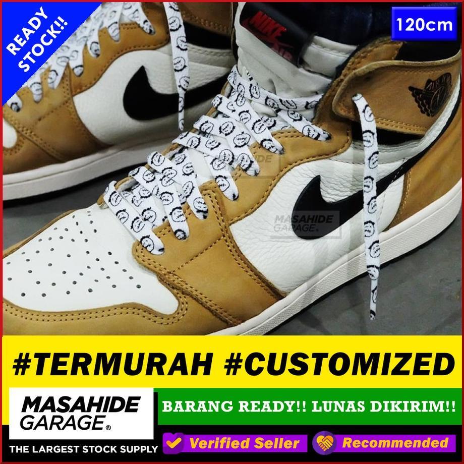 Travis Scott Laces Cactus Jack Laces Tali Sepatu Smiley Face Shoelaces White Black Tali Air Jordan