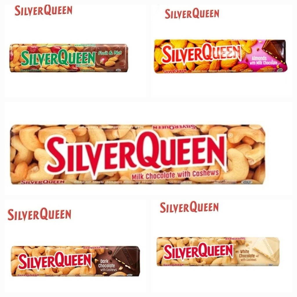 SILVER QUEEN Coklat Batangan Rasa Coklat Susu Kacang Mede 52gr Lezat