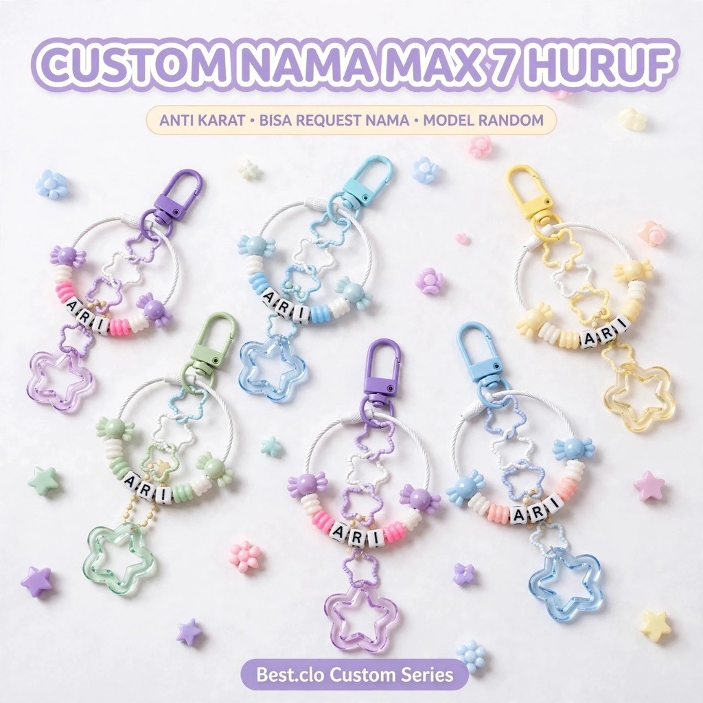 Gantungan Keychain Karakter STAR//REQUEST NAMA MAX 7 HURUF//Gantungan Tas Hp Lucu