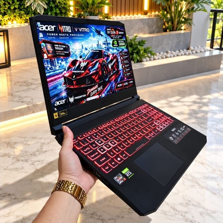 ACER NITRO 5-VITRO AN515-45 Ryzen 7-5800 RAM 16GB/SSD 512 GB NVIDIA RTX 3060 FULSET BOX