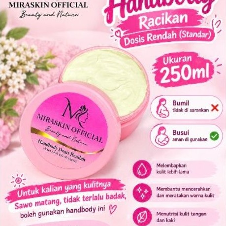 handbody racikan dosis rendah/handbody racikan/handbody pemutih/dosis rendah/aman seluruh badan/pemu