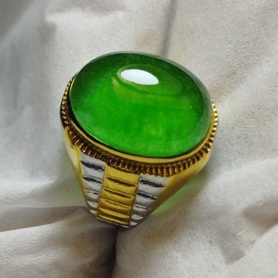 Cincin batu giok burma tipe c grit a natural glas