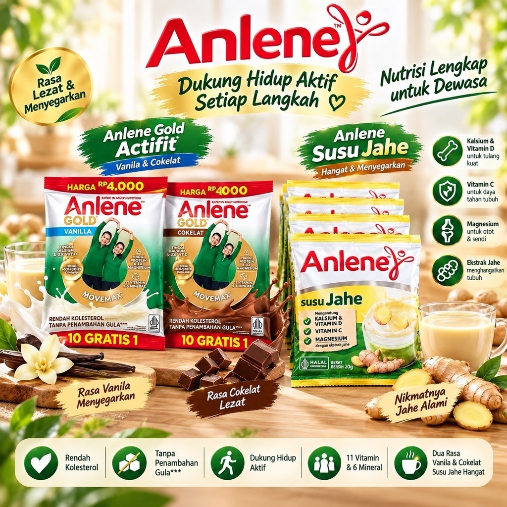 ANLENE GOLD 5X VANILA COKLAT 25GR x 10 SACHET | ANLENE GOLD SACHET RENCENG