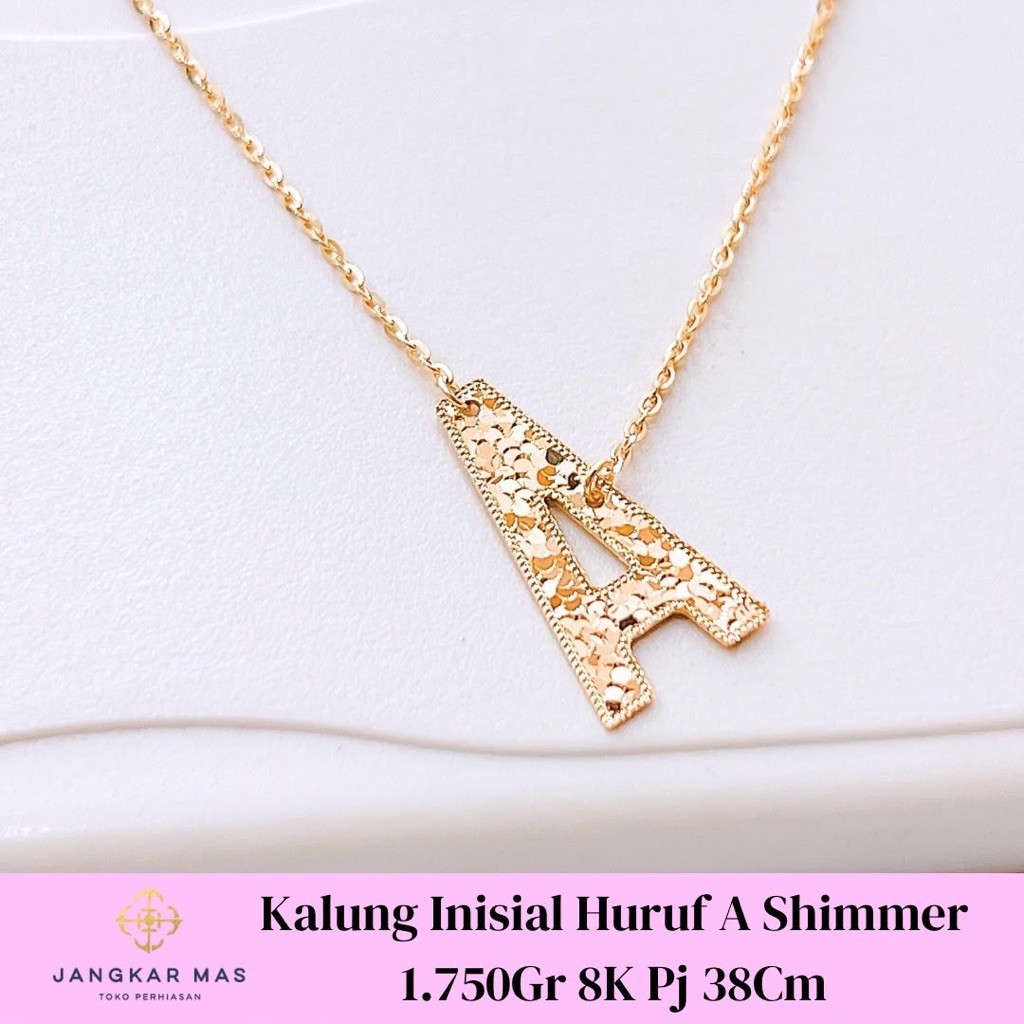 Kalung Emas Inisial Huruf A Shimmer 8K 1.750GR