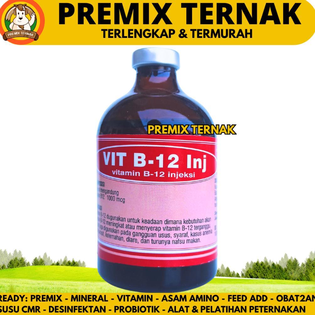 Vit B12 Inj 100Ml Botol Merah - Vitamin B12 Hewan Meningkatkan Nafsu Makan Hewan Ternak Sapi Kambing