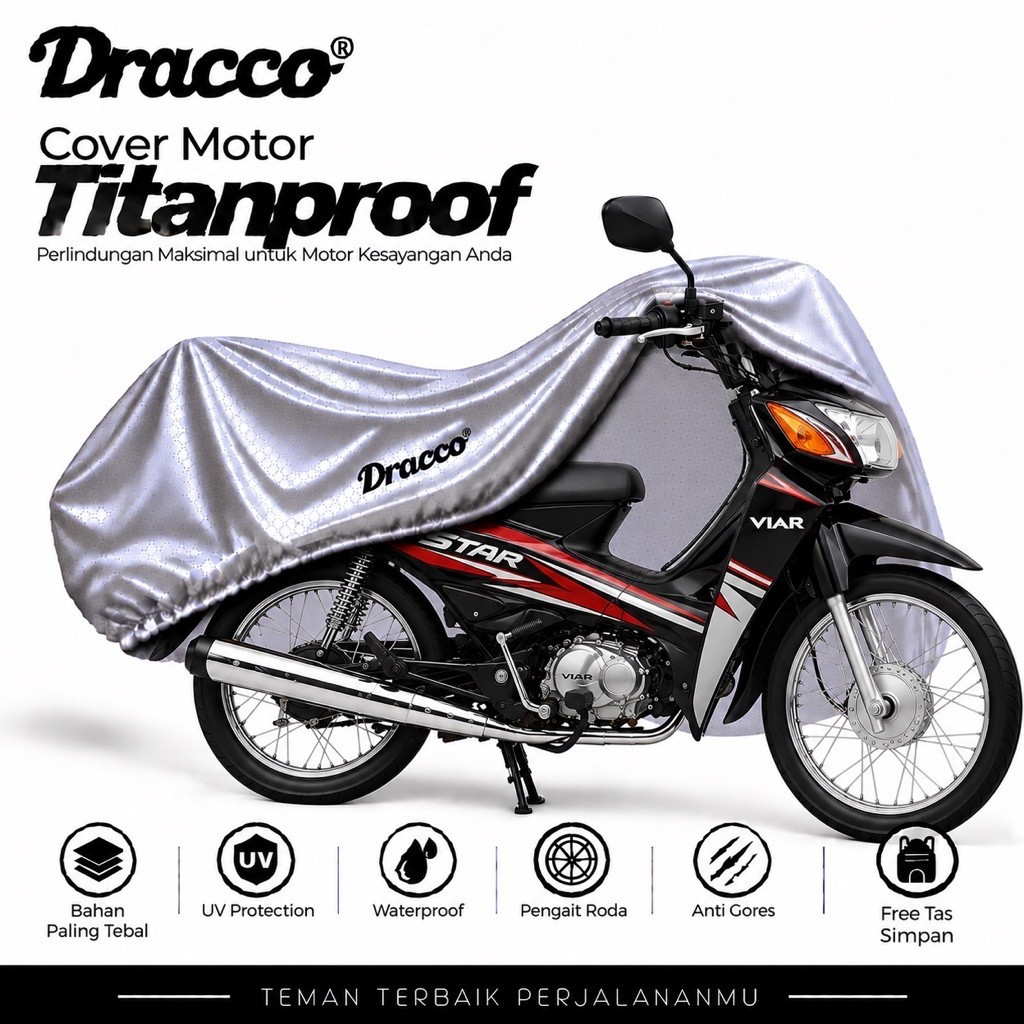 Cover Motor Viar Dracco Titanproof Waterproof Tebal Anti Panas UV Debu Hujan Sarung Motor Awet