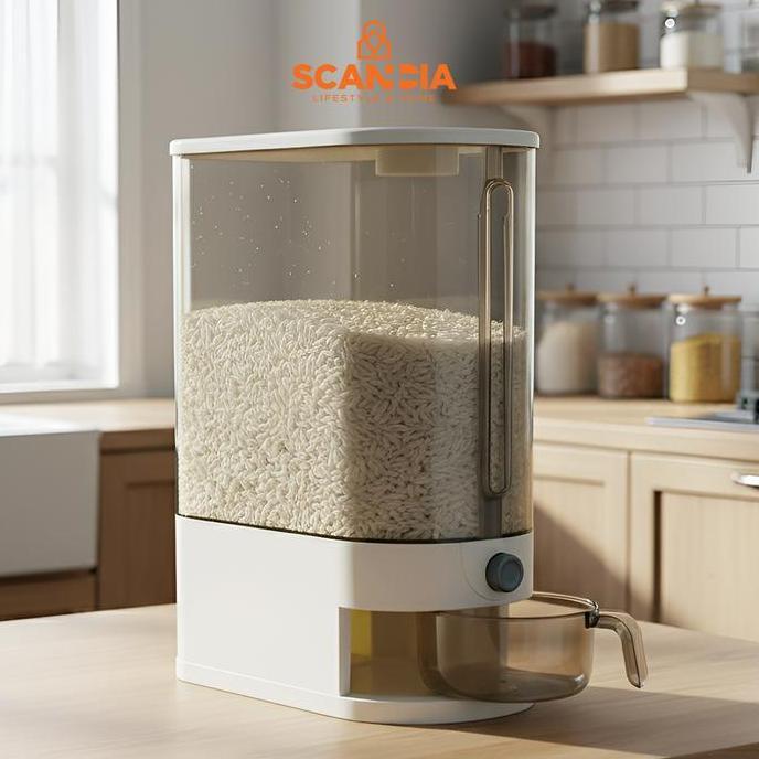 SCANDIA Tempat Beras Rice Container 10 Kg 17.5x30.8x40Cm White - tempat beras tempat beras rice cont