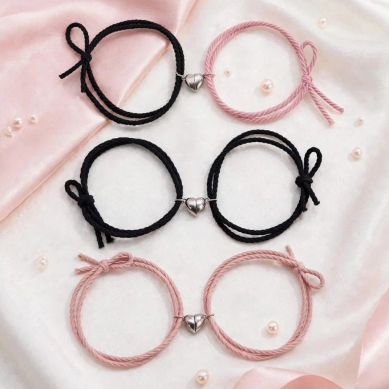 ( Beerrysaa ) lv GELANG COUPLE Magnet LOVE tari karet ulir | Gelang couple pasangan / persahabatan |
