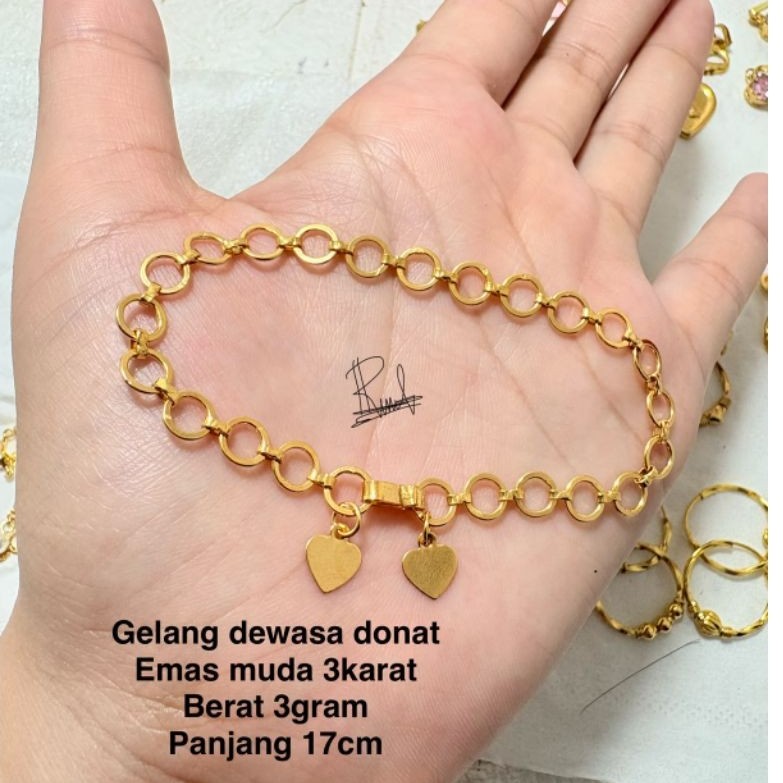 Gelang dewasa donat emas muda 3karat 3gram