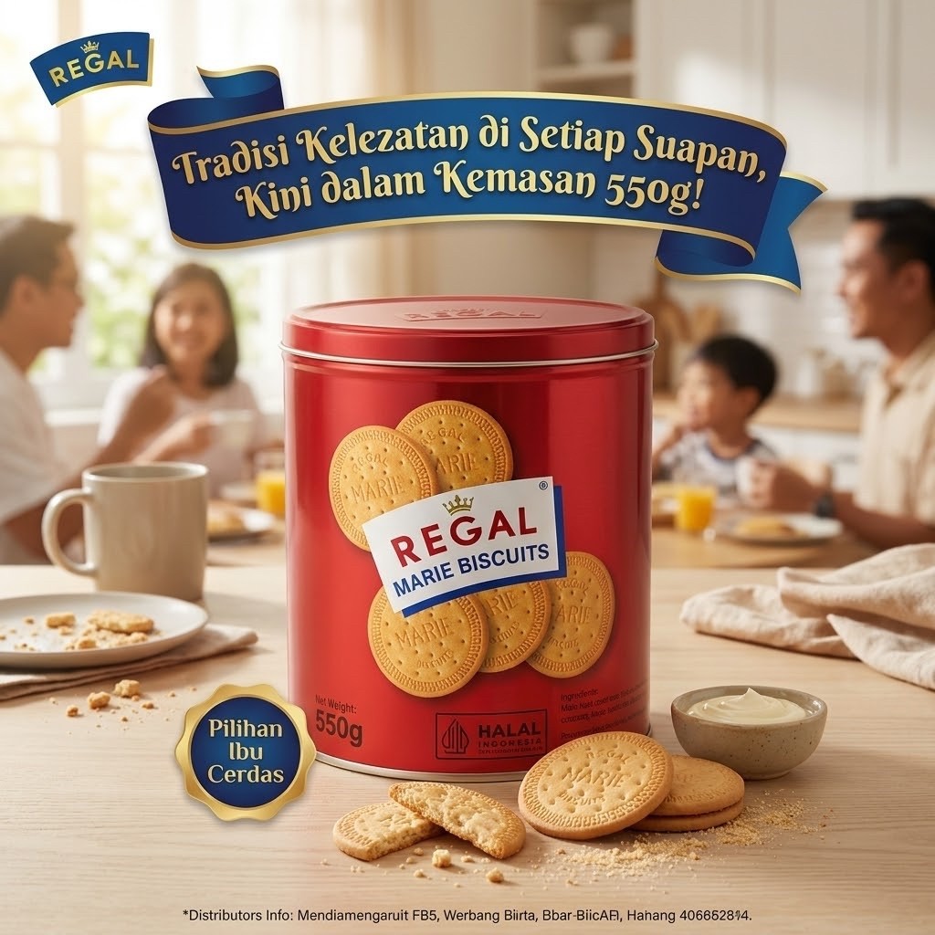 REGAL Biskuit Marie 550gr kaleng / biskuit kaleng