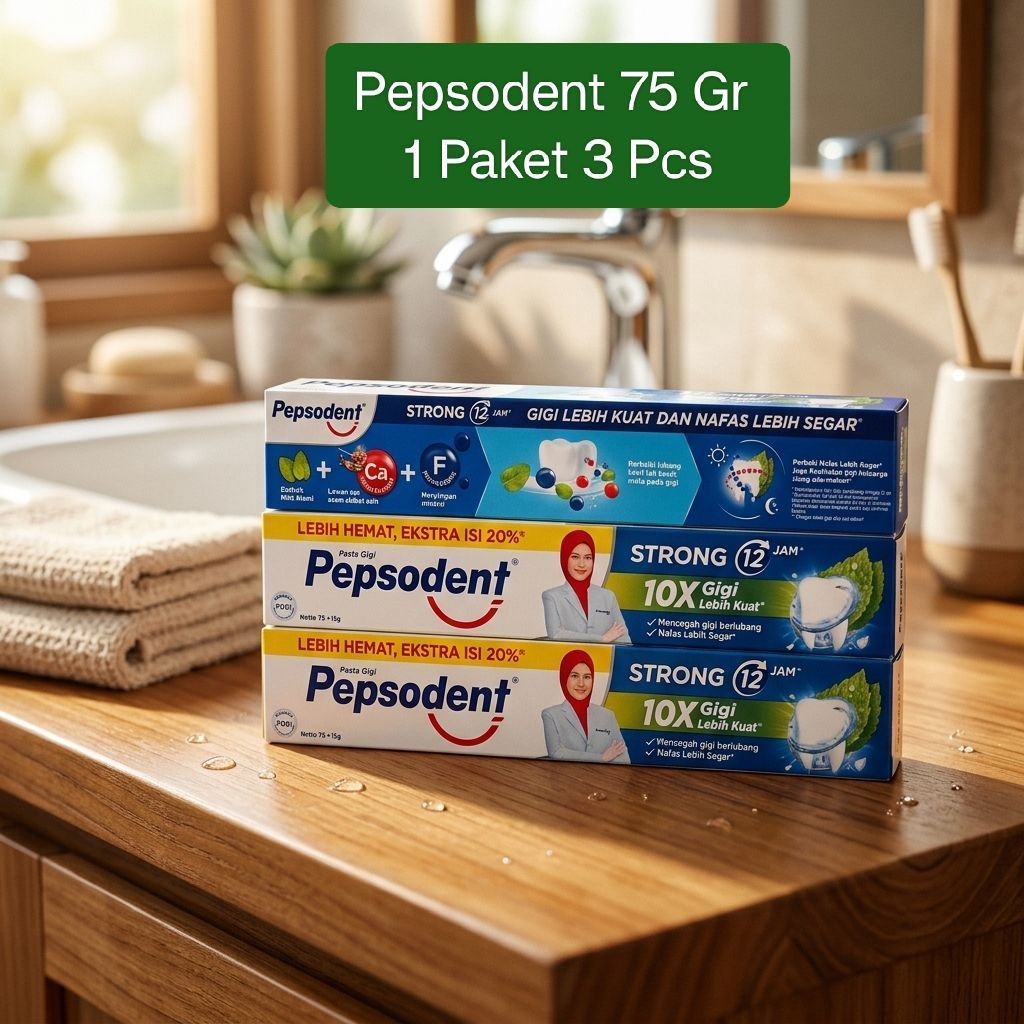 ( 3 Pcs )Pepsodent 75 Gr Pepsodent 75gr Pepsodent murah Pepsodent 75gr + 15gr