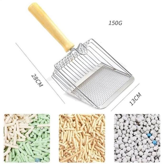 -Sekop Serokan Serok Pasir Stainless Steel Pasir Besi Sekop Kotoran Anjing Logam Serok Tai Kucing Al