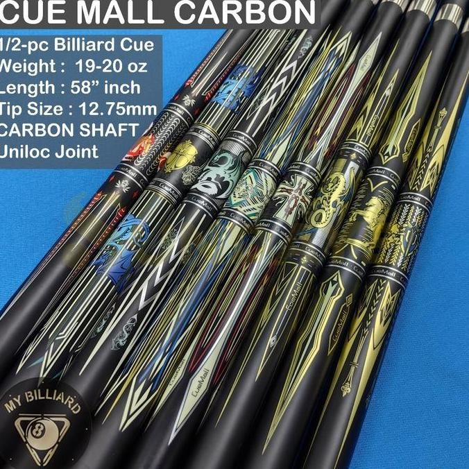 TERLARIS Cue Mall 12.75mm Carbon Black Cue - Stick Billiard Karbon CueMall Murah