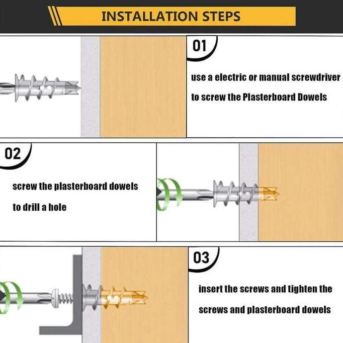 Sekrup Angkur Baut Fisher Tembok Dinding Skrup Anchor Drilling Tapping Screw 60 Pcs Allshop