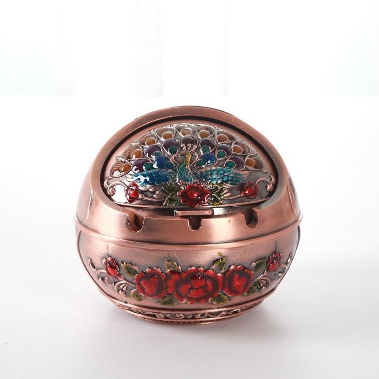 Flash Sale Asbak Rokok Logam Retro Tahan Angin Dengan Tutup Gaya Eropa Ashtray Vintage Metal Murah M