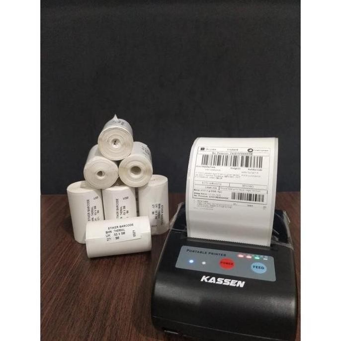 

'+'+'+'+] Label Sticker Thermal 58 mm x 5 meter Continuous - Ada Gap Samping Mudah Kupas - Cocok Untuk Printer Thermal 58mm Kertas Sticker termal 57mm