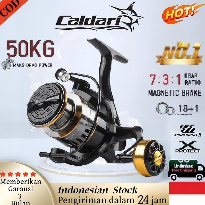 CODCaldari reel pancing asli besi fishing reel 50kg HE1000 - 7000 / Murah Kuat Power Handle/ Reel Pa