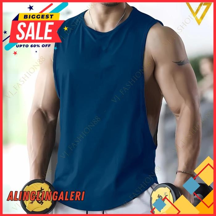 JUMBO SINGLET LOW CUT PRIA GYM FITNESS OLAHRAGA SIZE XXL KUALITAS TERBAIK