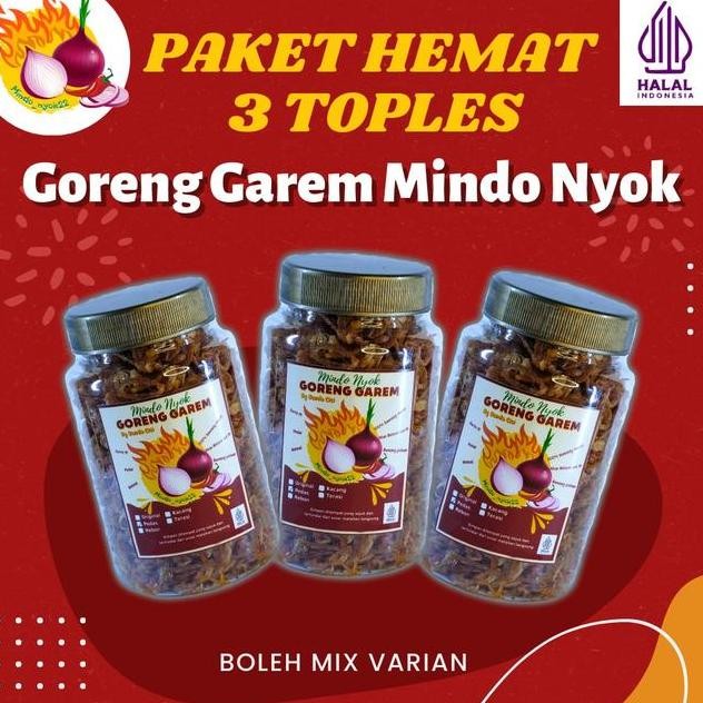 

Paket Hemat 3 Toples Bawang Goreng Betawi Goreng Garem Spices Pedas