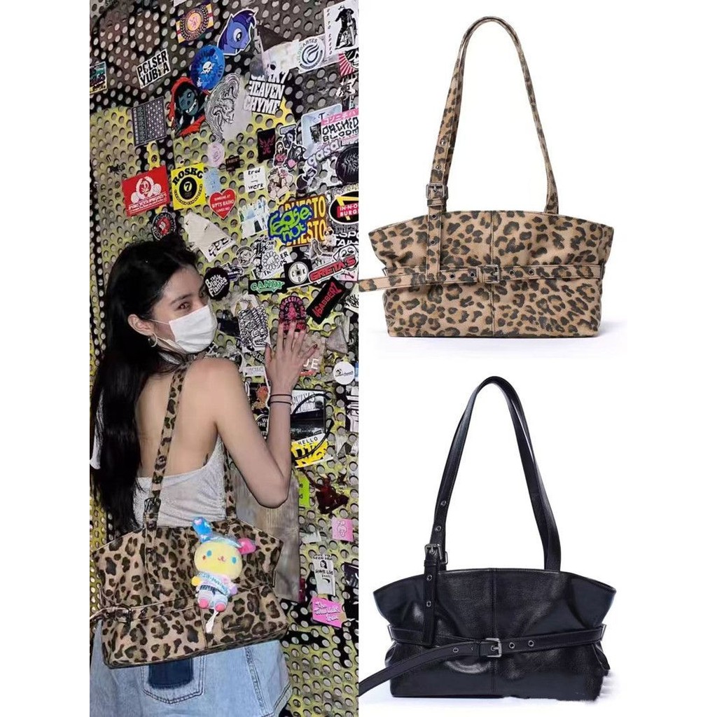 Y2.Morgan Tas Jinjing Motif Macan Tutul Untuk Wanita  Tas Bahu Berkapasitas Besar  Tas Komuter Desai