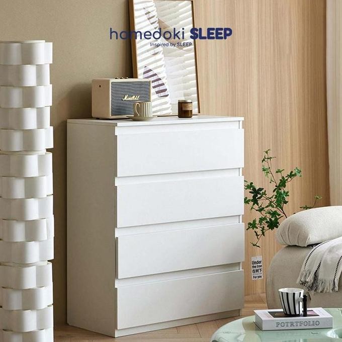 Homedoki Lemari Laci / Lemari Baju Minimalis / Lemari Serbaguna / Lemari Susun Kayu / Lemari Putih M