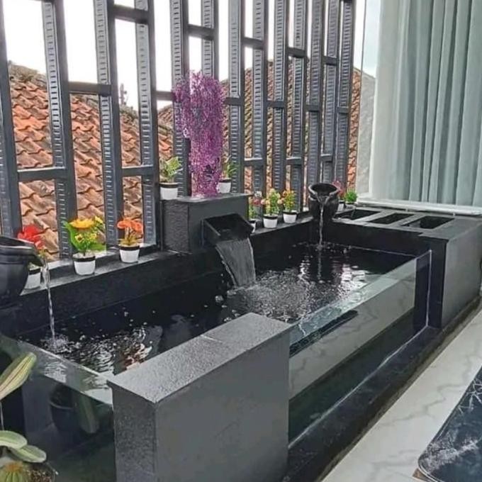 Pembuatan Kolam Air Terjun Kaca / Kolam Ikan Koi Minimalis