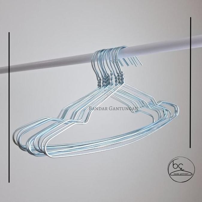 ready 1 LUSIN Hanger Kawat Baju Besi Tebal / Gantungan Baju Besi Hanger Kawat Baju Dewasa  - LS mura