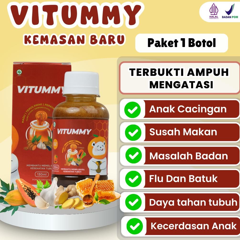 

(Terbaru) Vitummy Madu Anak Bantu Atasi Masalah Nafsu Makan dan Masalah Cacingan 1 Botol 130ml (Terlaris)
