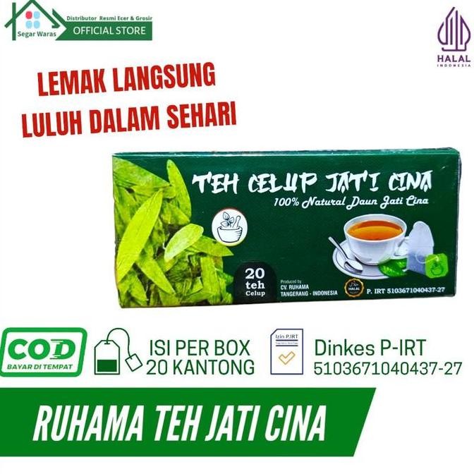 

RUHAMA Teh Jati Cina Celup 20 Kantong - Pelancar BAB dan Pelangsing Badan Secara Alami Tanpa Efek Samping Original