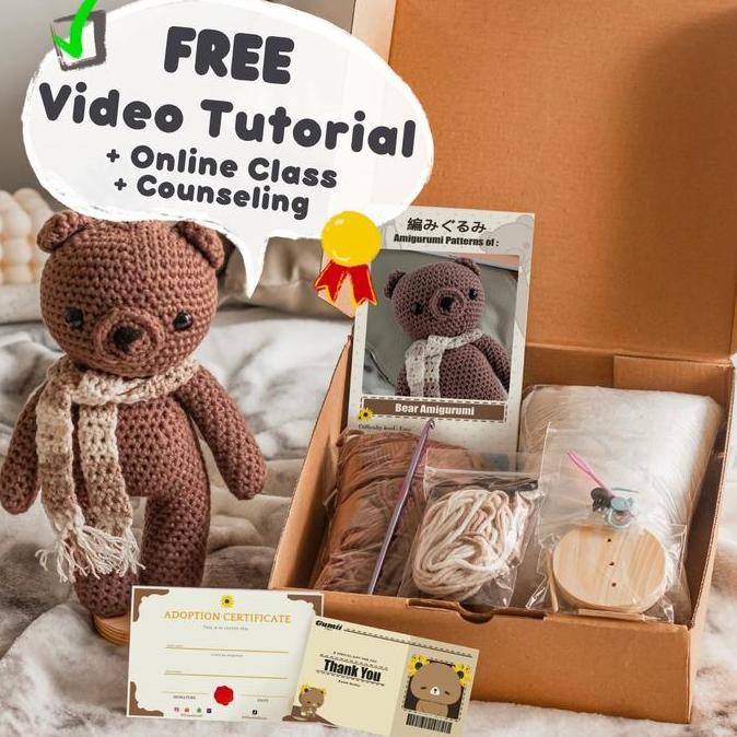 NEW - DIY Crochet Bear Amigurumi Kit / Do It Yourself Boneka Rajut Beruang