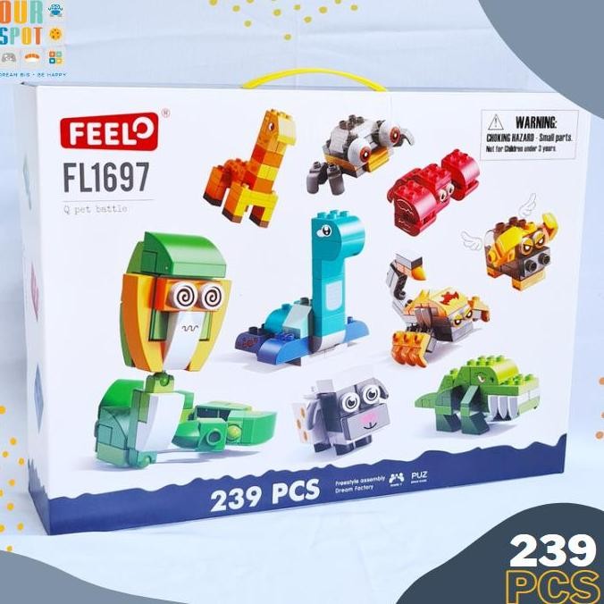 BEBAS ONGKIR - Feelo 239 pcs Animal building blocks - size